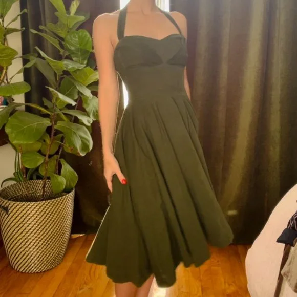 Anthropologie | Dresses | Green Corduroy Dress Vintage Style | Poshmark